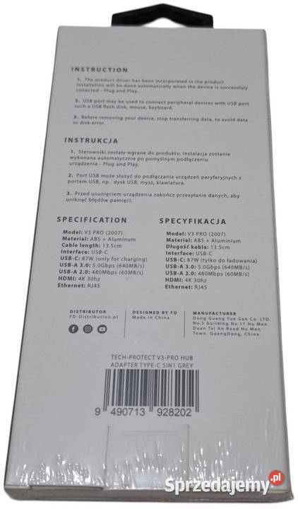 Adapter USBC 5w1 V3 PRO 5IN1 HUB Tech Protect przejściówki Czeladź