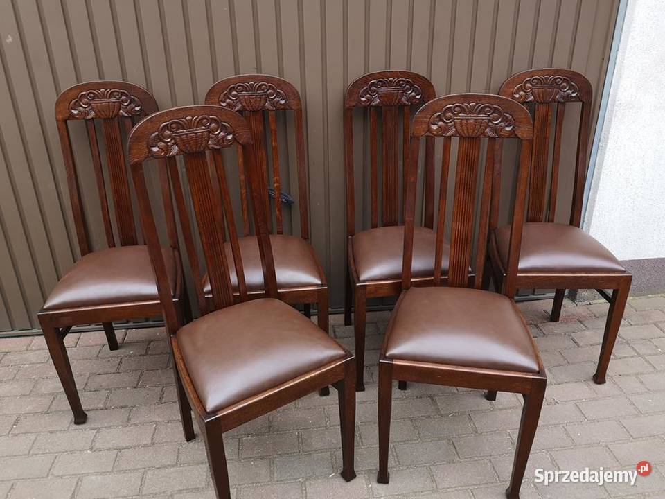 Krzesła Dębowe Wysokie Politura Stare Antyk Swarzędz