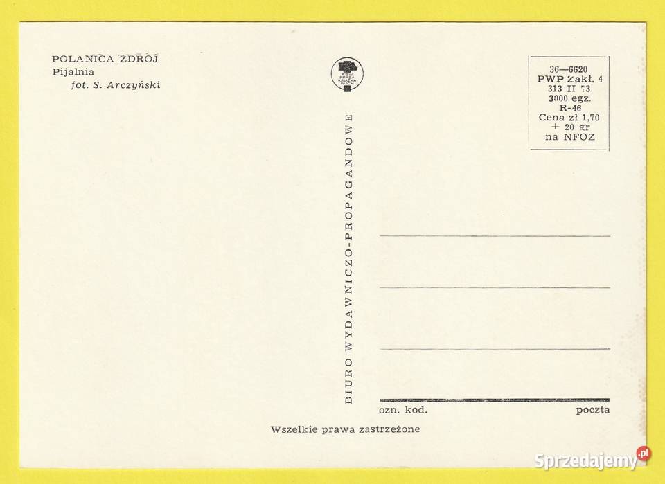 POLSKA POLANICA ZDRÓJ PIJALNIA 1973 BO 3000 Łódź sprzedam