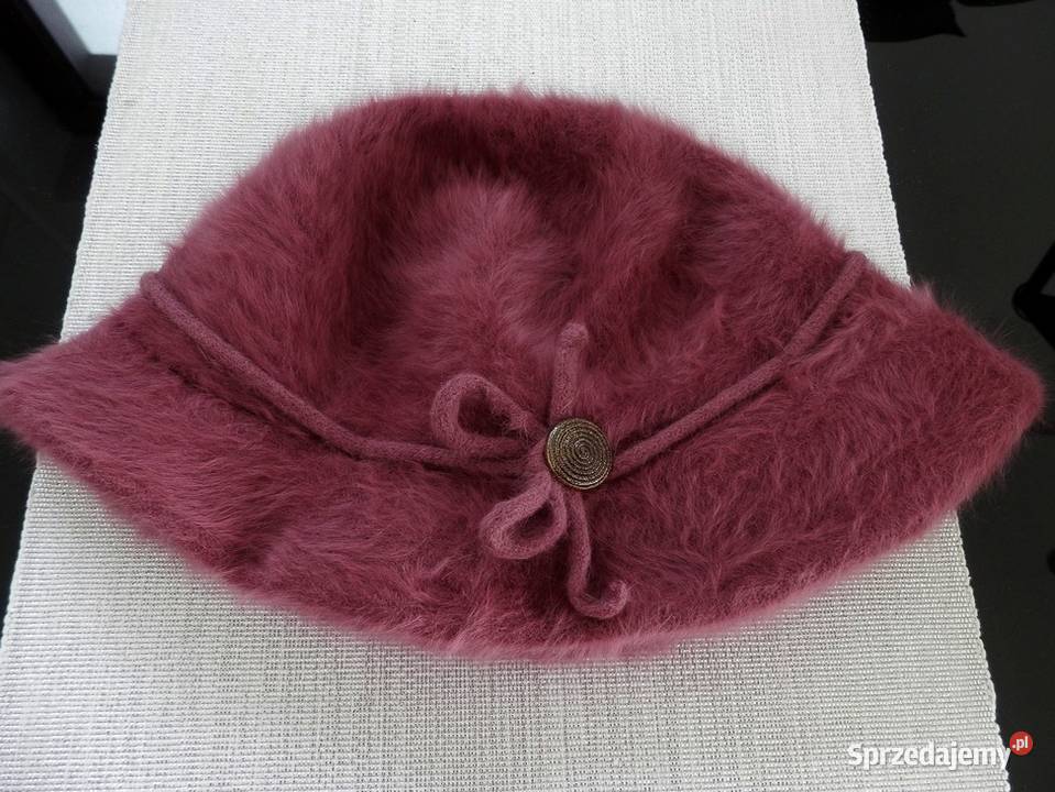 Czapka Wełniana Angora Lawendowa Kapelusz Bucket Łomża