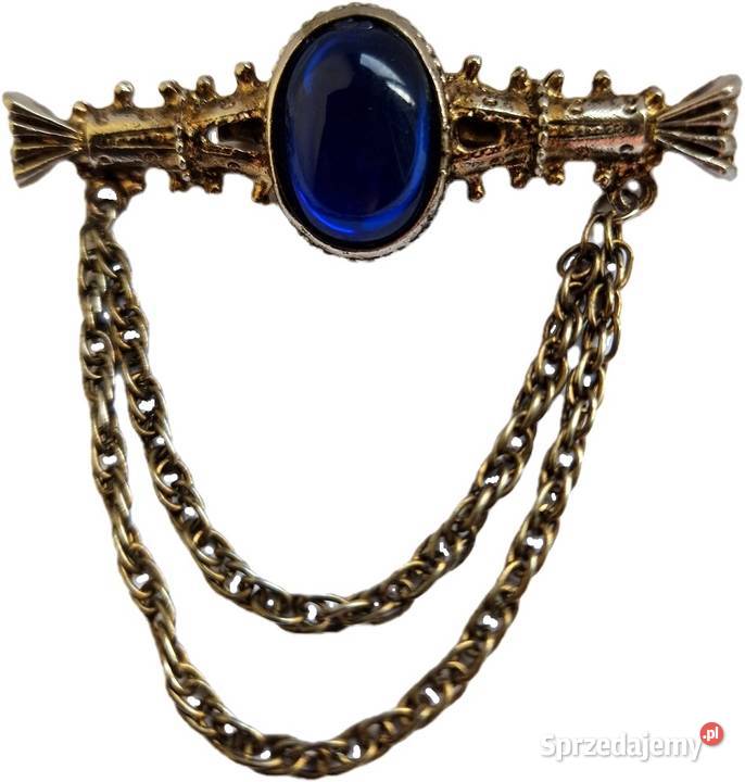 VINTAGE BROSZA WISIOR Z SYNTETYCZNYM SZAFIREM Częstochowa