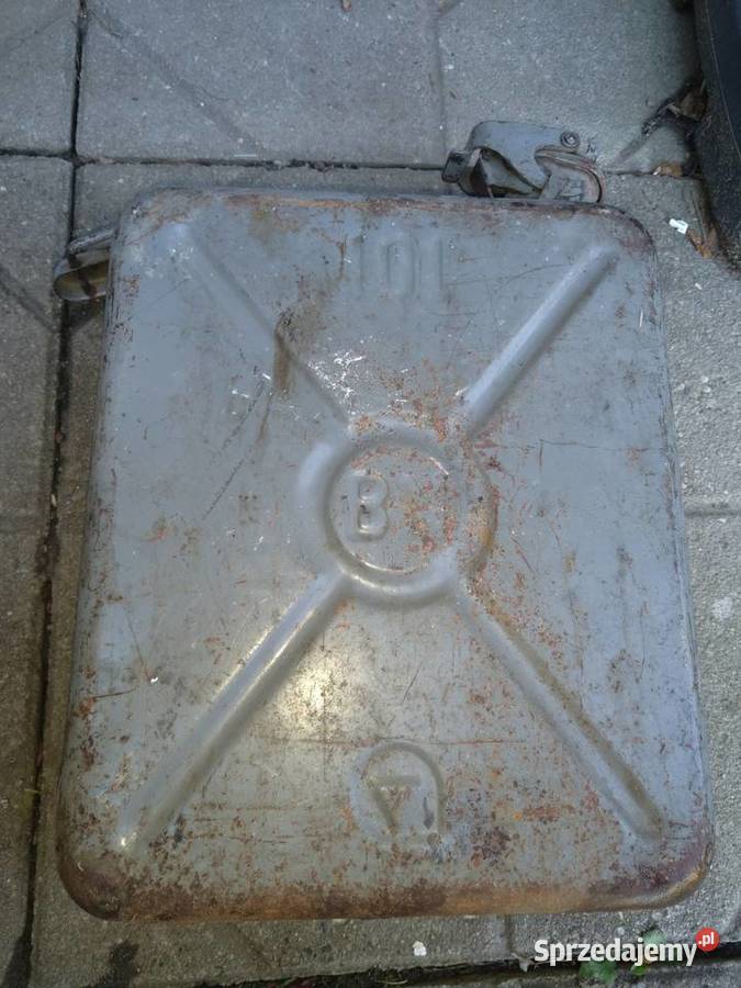Kanister stary 10l z lejkiem z prl