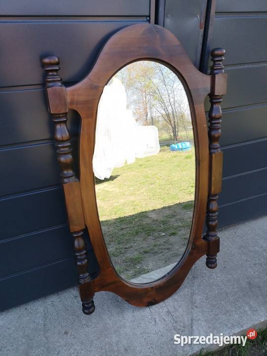 Stare drewniane lustro odcienie brązowego Aleksandrów Łódzki