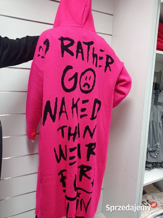 Kardigan z kapturem napisy rozmiar uniwersalny Konin