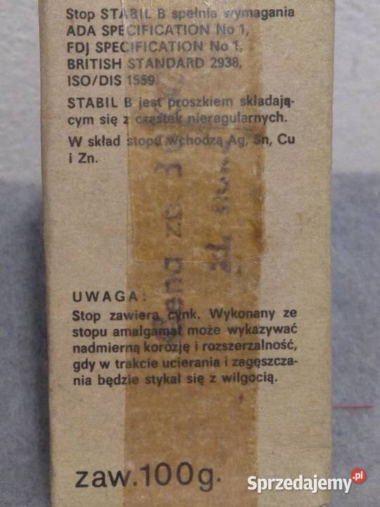 Stabil B Stop Srebra 68 Ag 100 g do amalgamatów Warszawa sprzedam