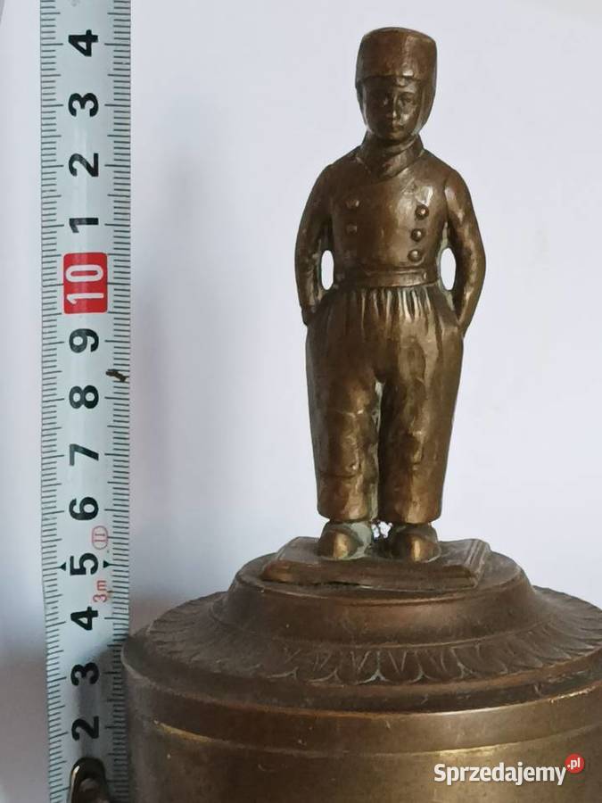 Mosiężne puzderko z figurką chłopca dekoracyjne Antyki podkarpackie Rzeszów