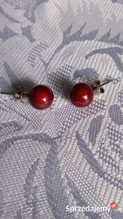 POSREBRZANE KOLCZYKI Z WIŚNIOWEJ PERŁY wielkopolskie sprzedam