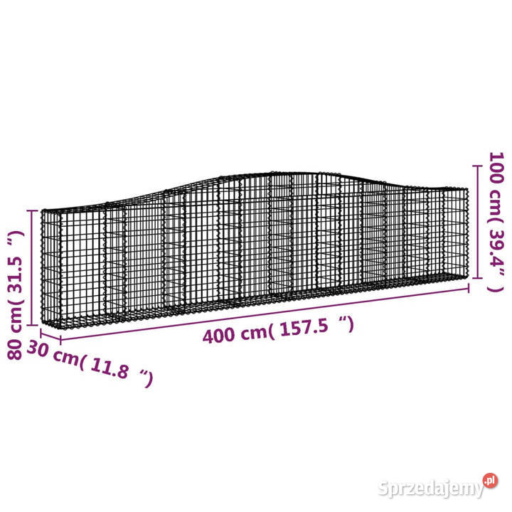 Łukowaty kosz gabionowy 400x30x80100 Pozostałe Warszawa