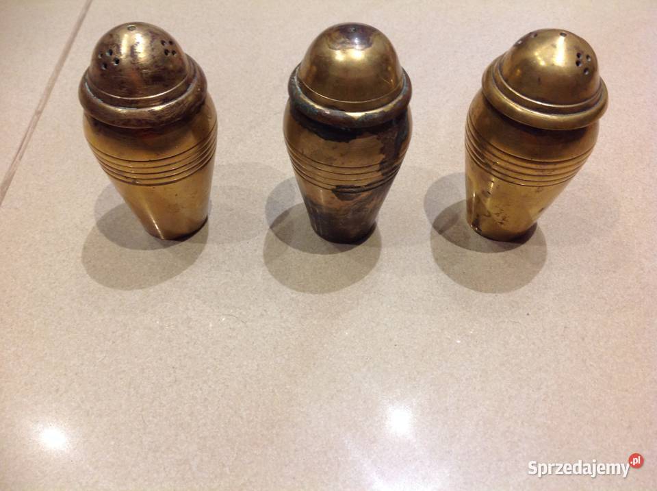 Stare Solniczki Pieprzniczki Mosiężne 3 inny kolor Nowa Sól sprzedam