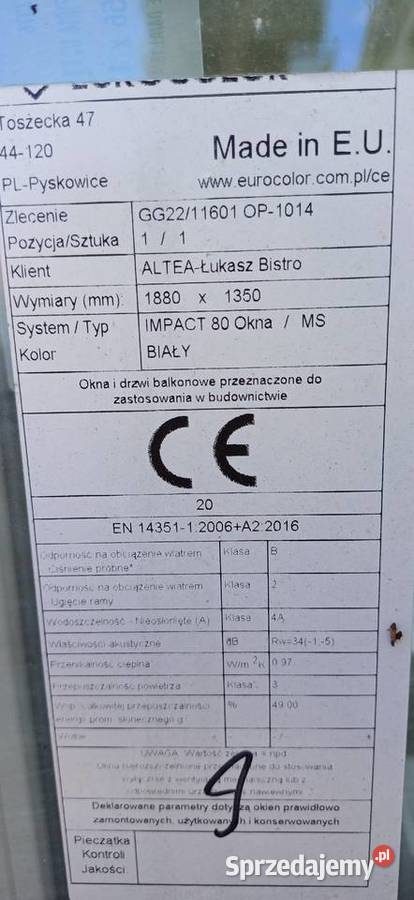 Okno Eurocolor Impact 80 białe 1880x1350 Toruń