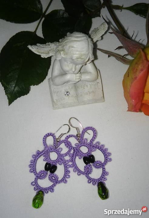 Kolczyki Frywolitkowe Wiśniowa