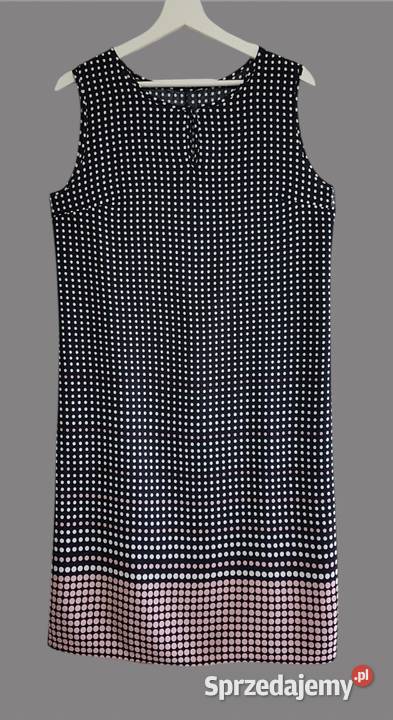 Damska elegancka sukienka czarna na ramiączkach Groszki Spódnice i sukienki