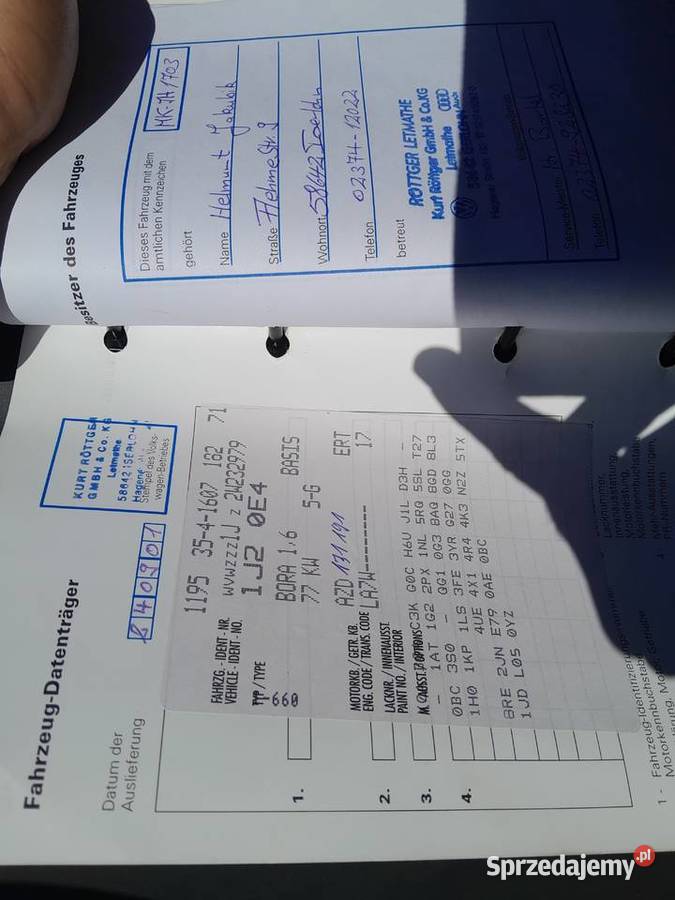 Vw bora 2000r 20b na częśći lubuskie Krosno Odrzańskie