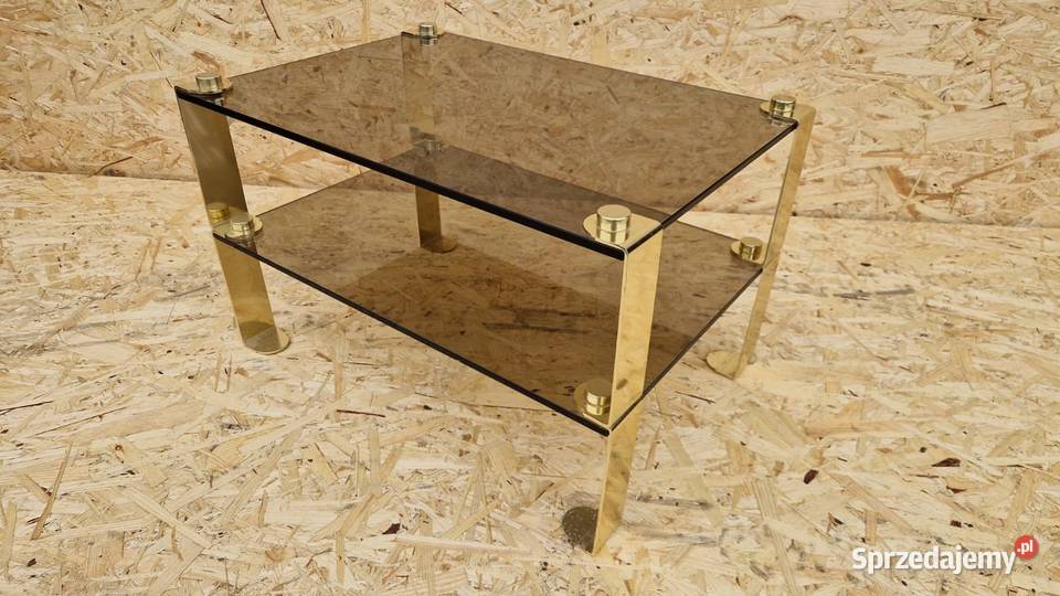 Stolik szklany z półka złote nóżki szafka pod Stoliki kawowe i ławy Zielona Góra