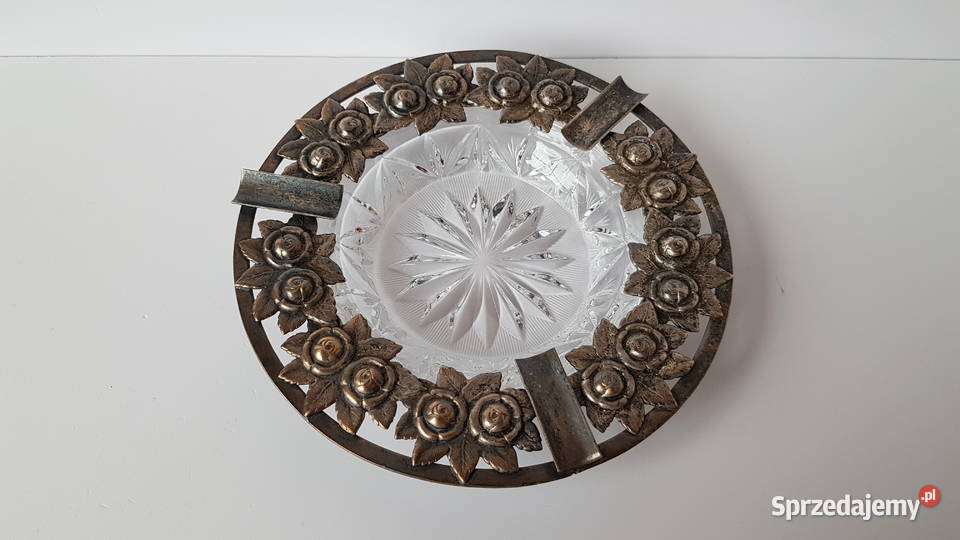 Kryształowa platerowana popielniczka popielnica Pozostałe śląskie