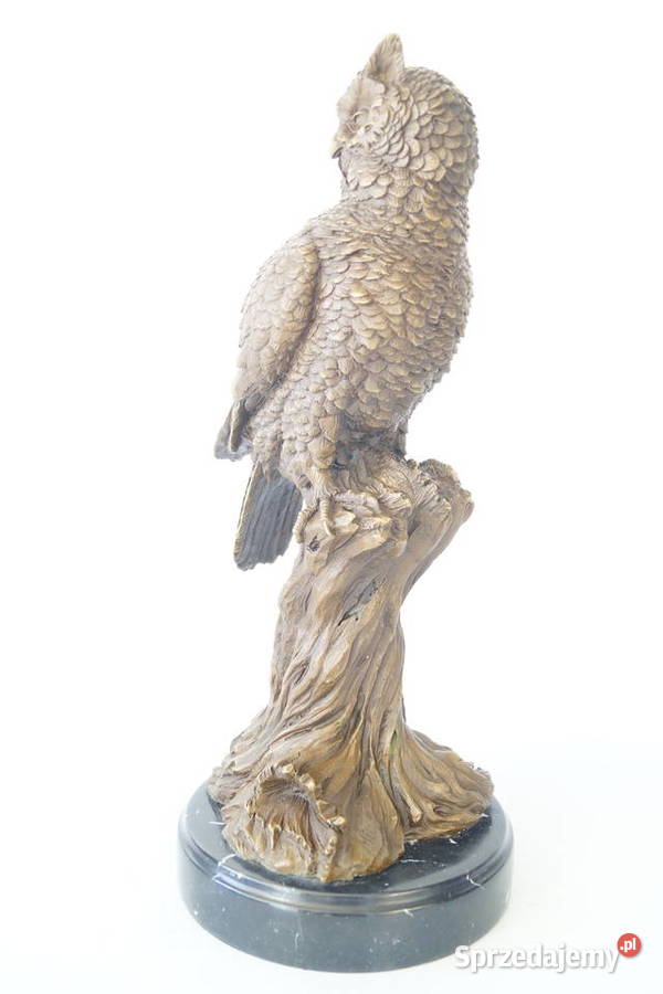 Figura z brązu DUŻA SOWA symbol mądrości rzeźba Gizałki