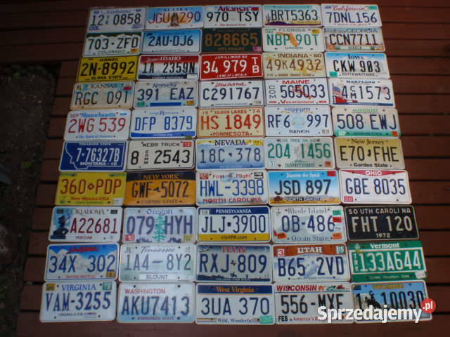 50 tablic rejestracyjnych Wszystkie 50 stanów Szczawno-Zdrój