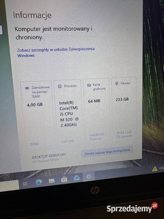 Hp probook 6540b i5 4gb 250hdd 156 mat RS232 Żory