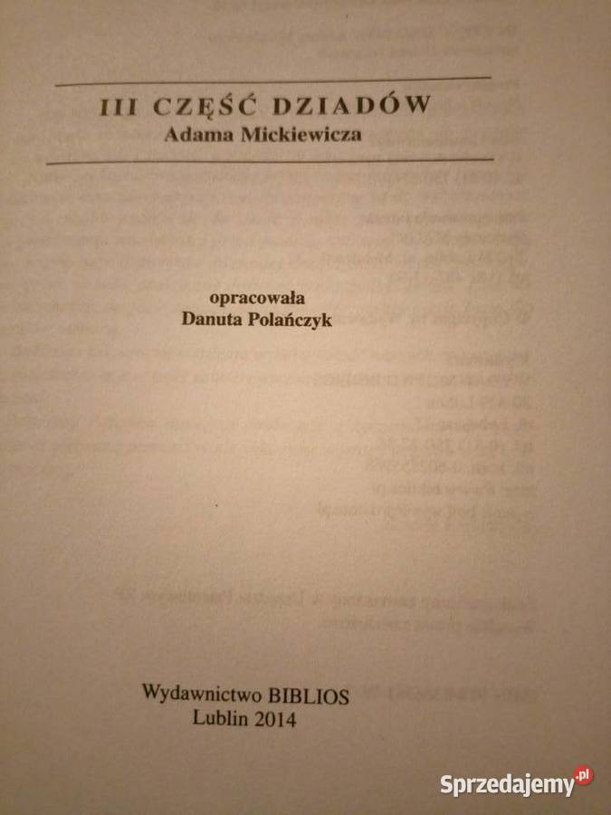 Dziady Mickiewicza analizy literatury lektury Warszawa