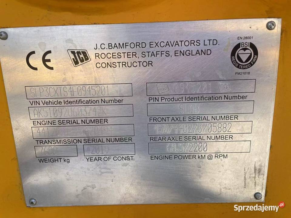 JCB 3 CX 2019 6700 mTH nie Łopienno