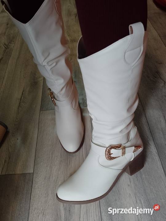 4142 Białe zdobione Kozaki kowbojki NOWE Moda i Styl małopolskie Kraków