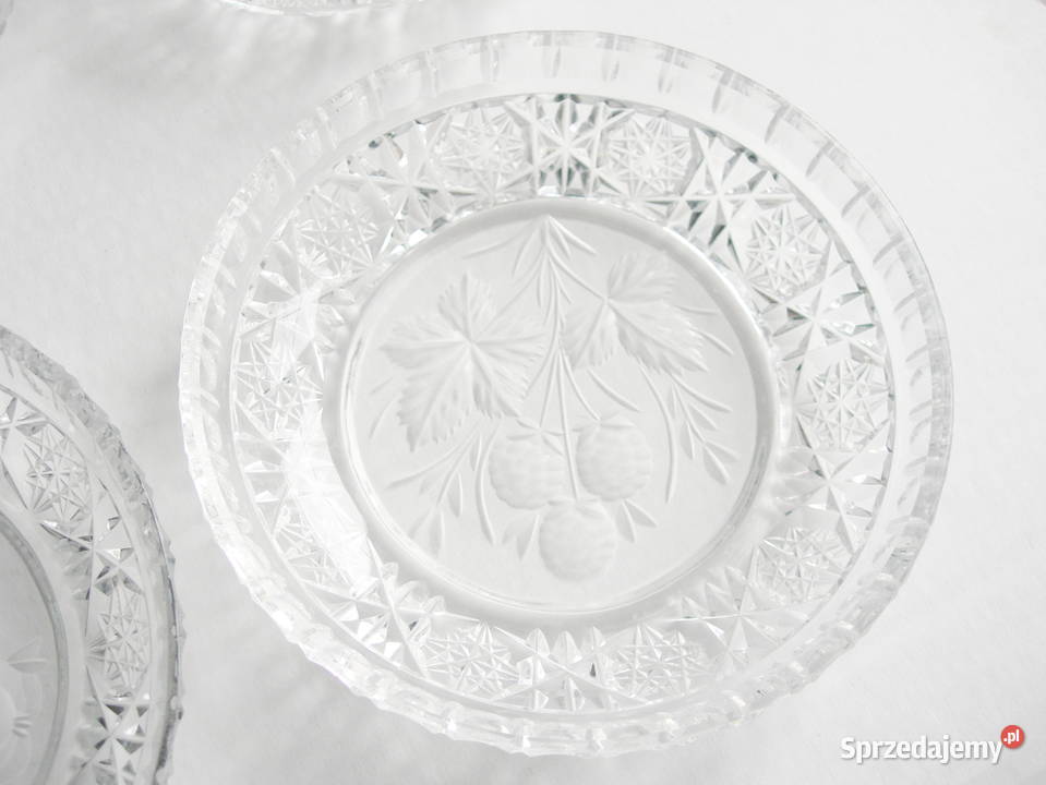 kryształowe talerzyki vintage PRL Ceramika i szkło Częstochowa