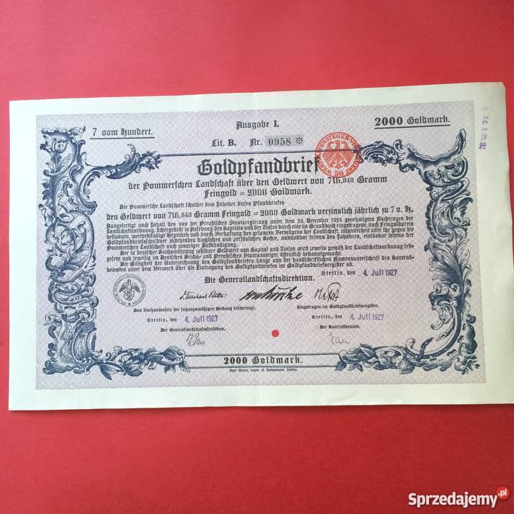 11 Papiery wartościowe 2000 goldmark Szczecin