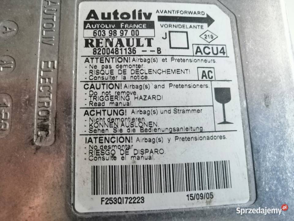 Renault OE 8200481136 sensor AirBag Jarocin