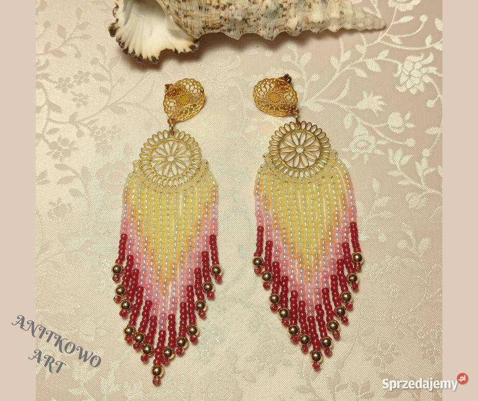 KOLCZYKI KORALIKOWE DWA KOŁA Warszawa sprzedam