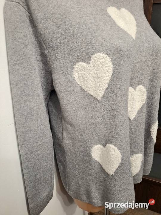 4042 Swetr szary serca sprężysty Swetry i golfy Braniewo
