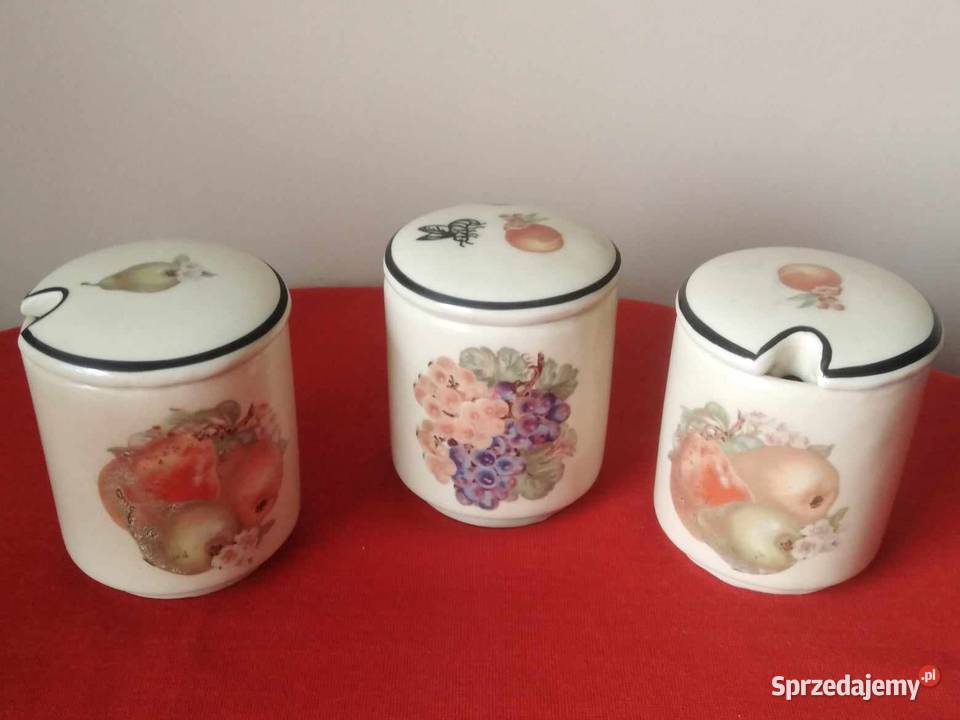 Trzy Pojemniki Ceramiczne Miód konfitury Wałbrzych sprzedam