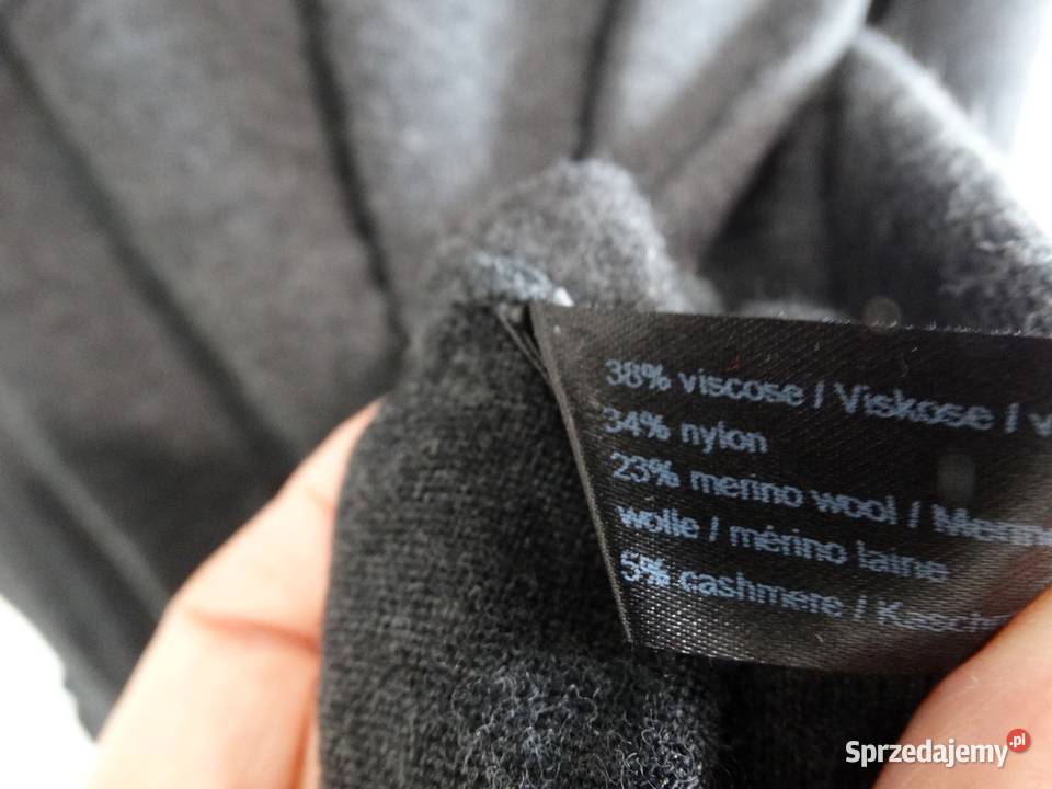Sweter Wełniany Kaszmir Merino Wiskoza Szary Rozmiar 40(L) Łomża