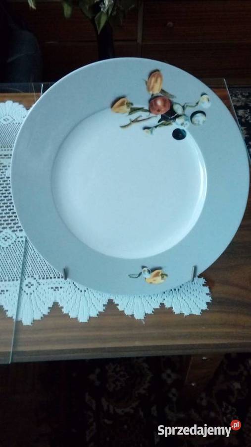 Porcelanowy duży talerz dekoracyjny sygnowany Warszawa
