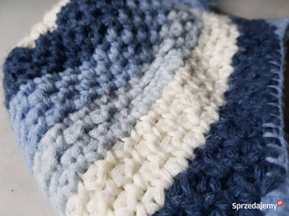 wełniana czapka z warkoczami z misiem futerkiem Kielce