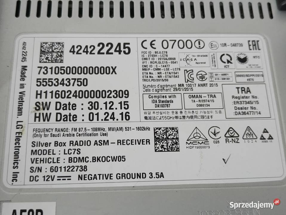 Radio Moduł Radia Opel Karl 42422245 Panele sterowania, przełączniki Pleszew
