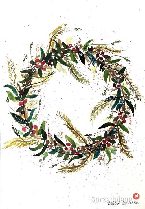 Akwarela Akwarelka Obraz pt Wianek podlaskie Opaka Duża