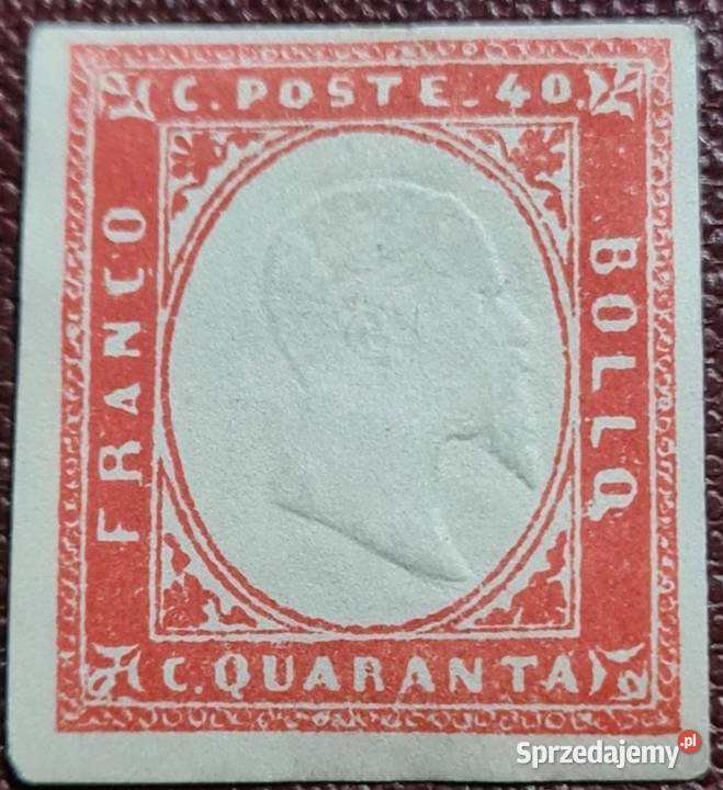 Znaczek 1850 Sardinia Franco Bollo 40c Emanuel Poznań
