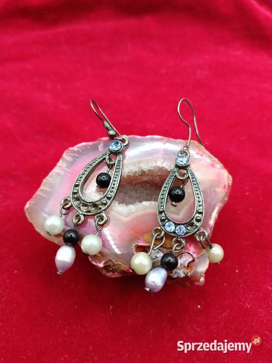 Kolczyki długie z perełkami lubelskie Zamość