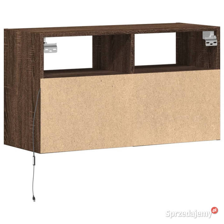 Ścienna szafka TV z LED brązowy dąb 80x31x45
