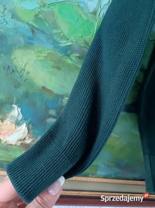 bawełniana bluza sweter butelkowa zieleń casual Bluzki i koszule