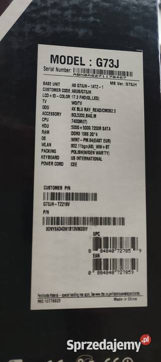 Asus G73jh laptop 17 gemingowy Skórzewo sprzedam
