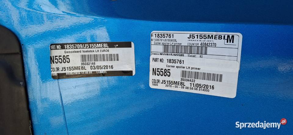 DAF XF 106 POLIK NAROŻNIK KABINY LEWY OWIEWKA Bieleń