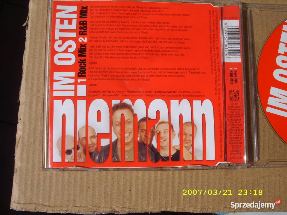 Rap CD singiel NIEMANIM OSTEN 2001 CD Wołów