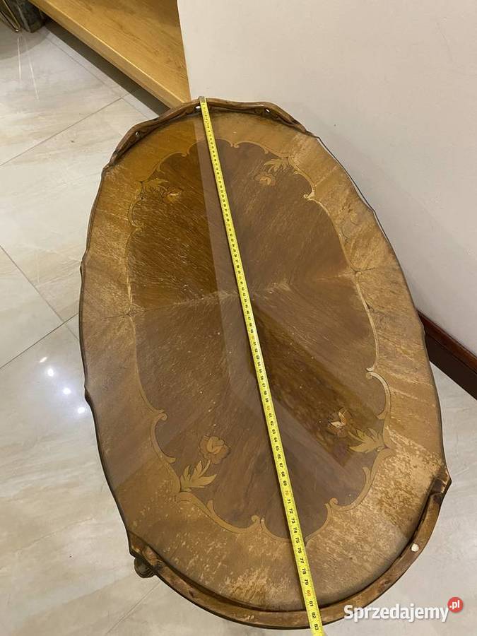 Stolik antyczny drewno szkło ława stolik kawowy dolnośląskie Bielany Wrocławskie