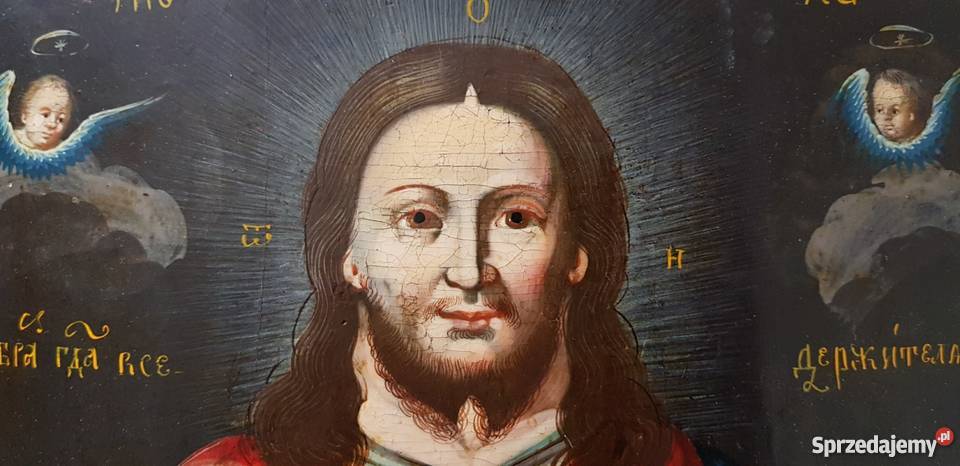 Ikona Jezus Chrystus Rosja pocz XIX wieku piękne Kraków