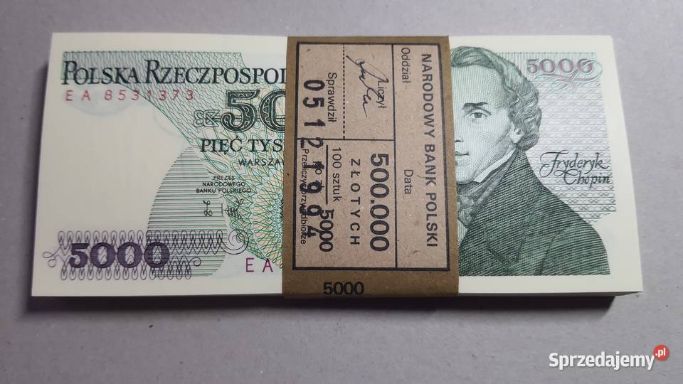 PACZKA 100 x 5000 złotych 1988 s EA UNC Numizmatyka Warszawa