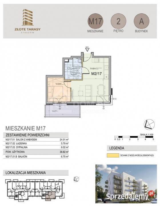 M17 3882 m 2 pokoje balkon 2 piętro Sprzedaż świętokrzyskie Staszów