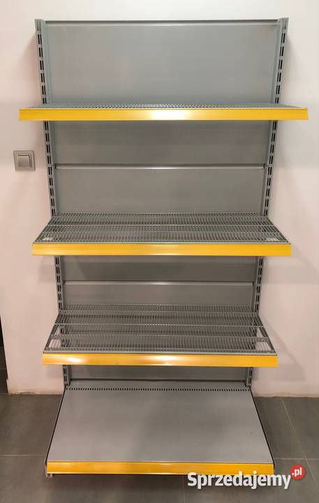 Regał sklepowy metalowy przyścienny siatkowy