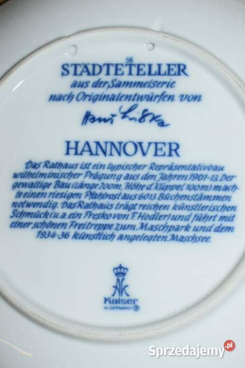 Hanower z przed lat kobaltowy talerz kujawsko-pomorskie Chełmno