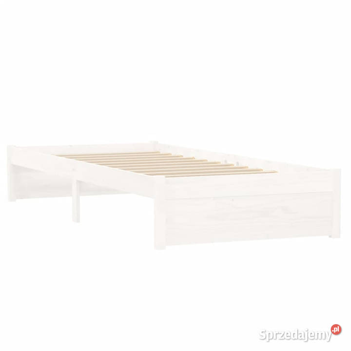 Rama łóżka biała lite drewno pojedyncza 75x190